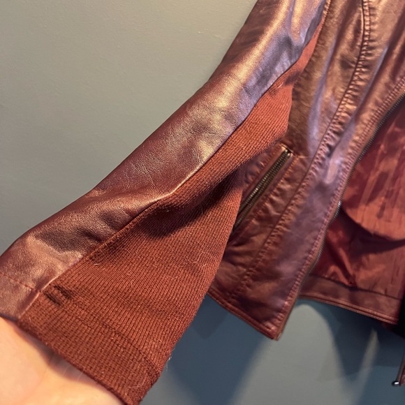 Maurices Maroon Leather Jacket - Picture 3 of 5